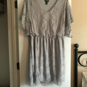 Lace V Neck Dress with Zig Zag Hem